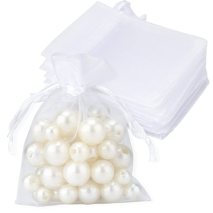 Mini White Organza Gift Bags with Drawstring