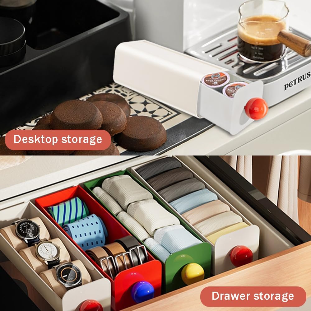 Ouliget Hanging Coffee Pod Drawer,Espresso Coffee Organizer Storage Box,Coffee Maker Machine Stand for Coffee Supplies Spoon Filter Paper,Home Kitchen Counter Organizer