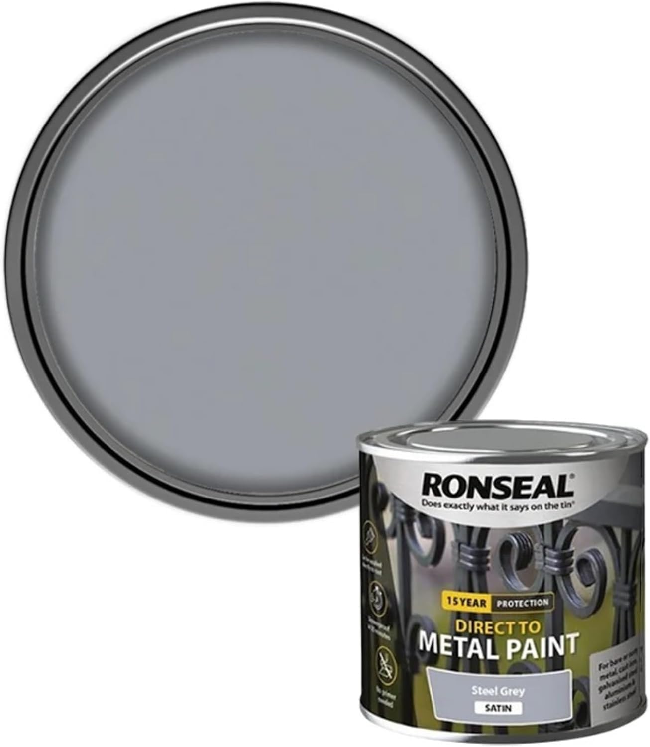 DUAYRA Metal Paint | Anti Rust Water Based | Quick Drying Formula | Long Lasting Finish | Metal Surface Paints | No Primer Needed | Tough, Durable & Weather Resistant | (Steel Grey Satin, 250ml)