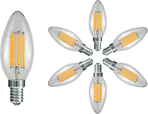 Txlovest Lyming Bombillas LED Edison E12 Candelabro equivalente a 60 W bombillas LED regulables bombillas de luz diurna de 2700 K bombillas de