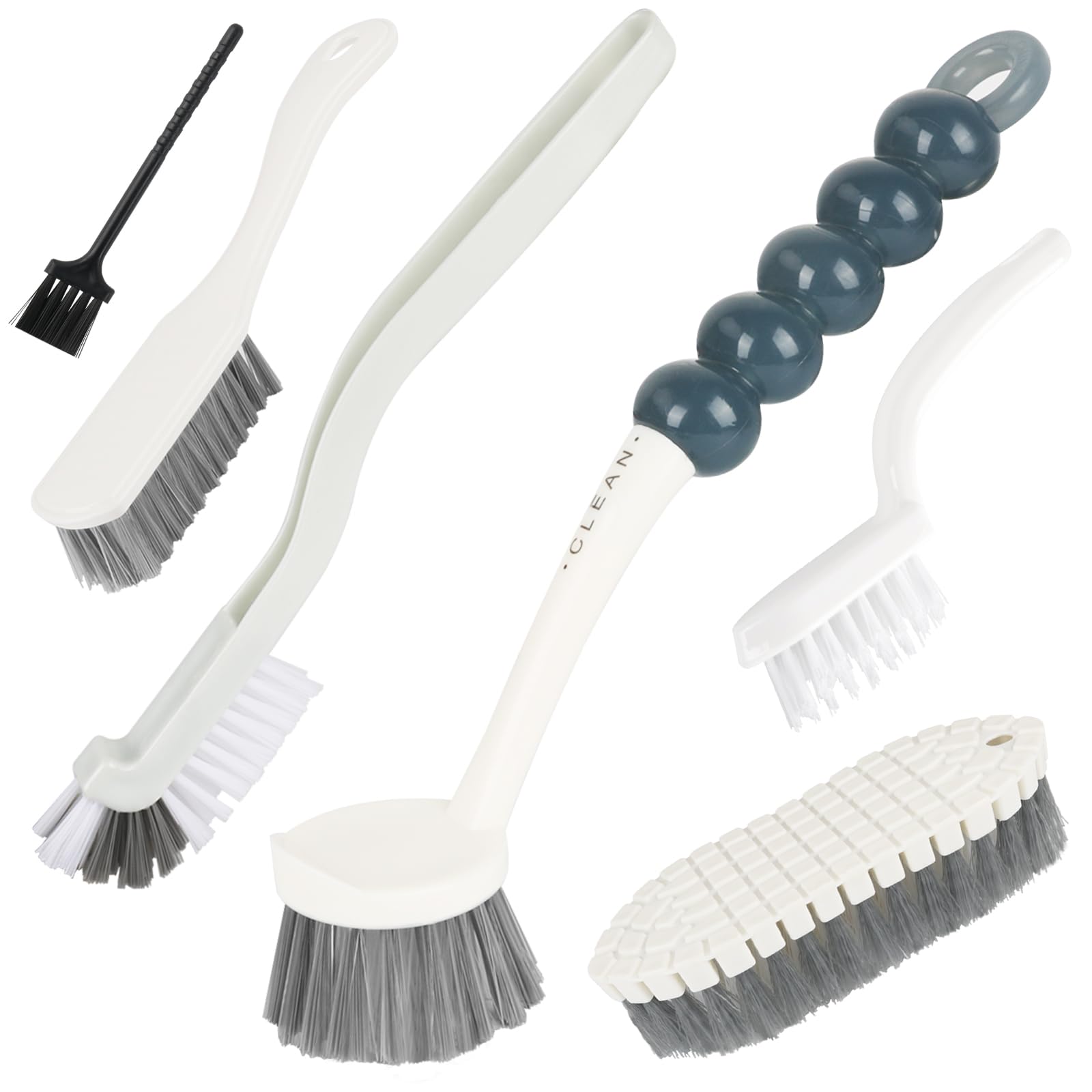 6 Pack Multipurpose Household Cleaning Brush Set, Deep Cleaning Brush Set with Grips Dish Brush, Scrub Brush, Bottle Brush, Shoe Brush, Groove Gap Brush, Keyboard Brush for Kitchen Bathroom