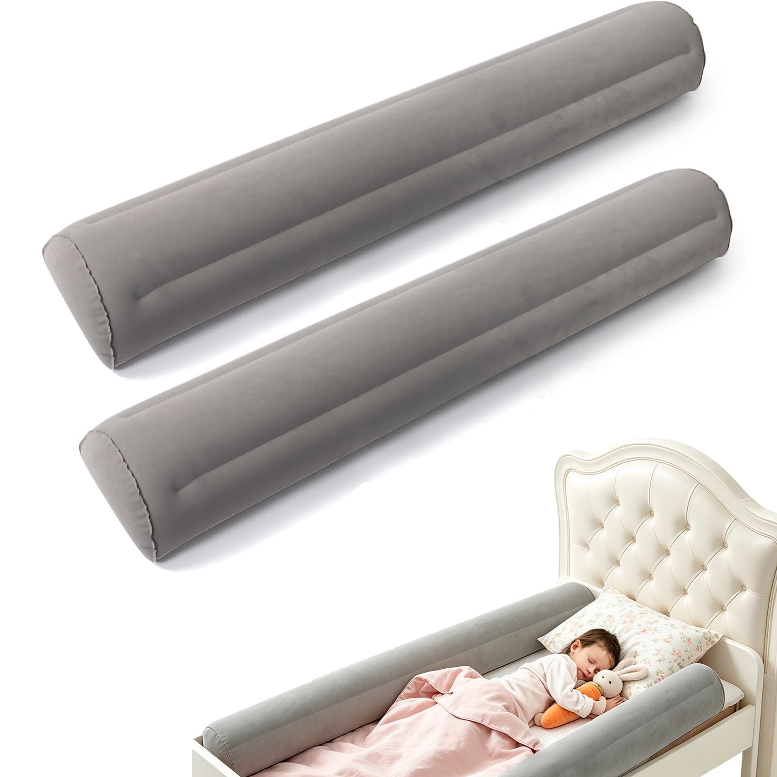 TourKing 2 Pack Inflatable Toddler Bed Safety Guard Rail Bumpers