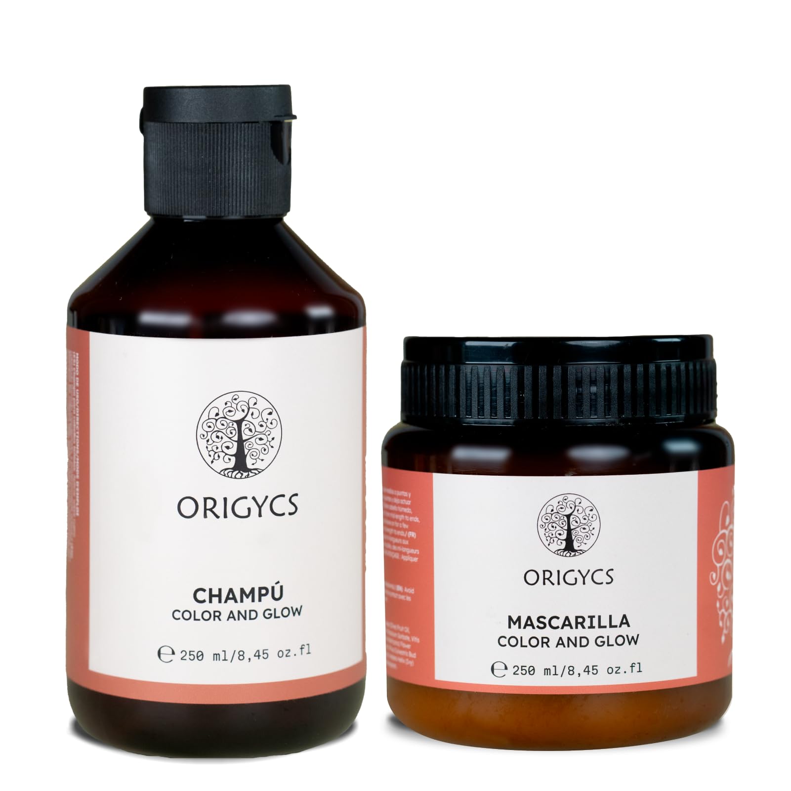 Pack Champú y Mascarilla Color&Glow 250ml – Colores Más Duraderos, Brillantes y Protegidos | Con Uva, Romero, Oliva y Abisinia | Sin Sulfatos ni Siliconas, Vegano y +93% Ingredientes Naturales