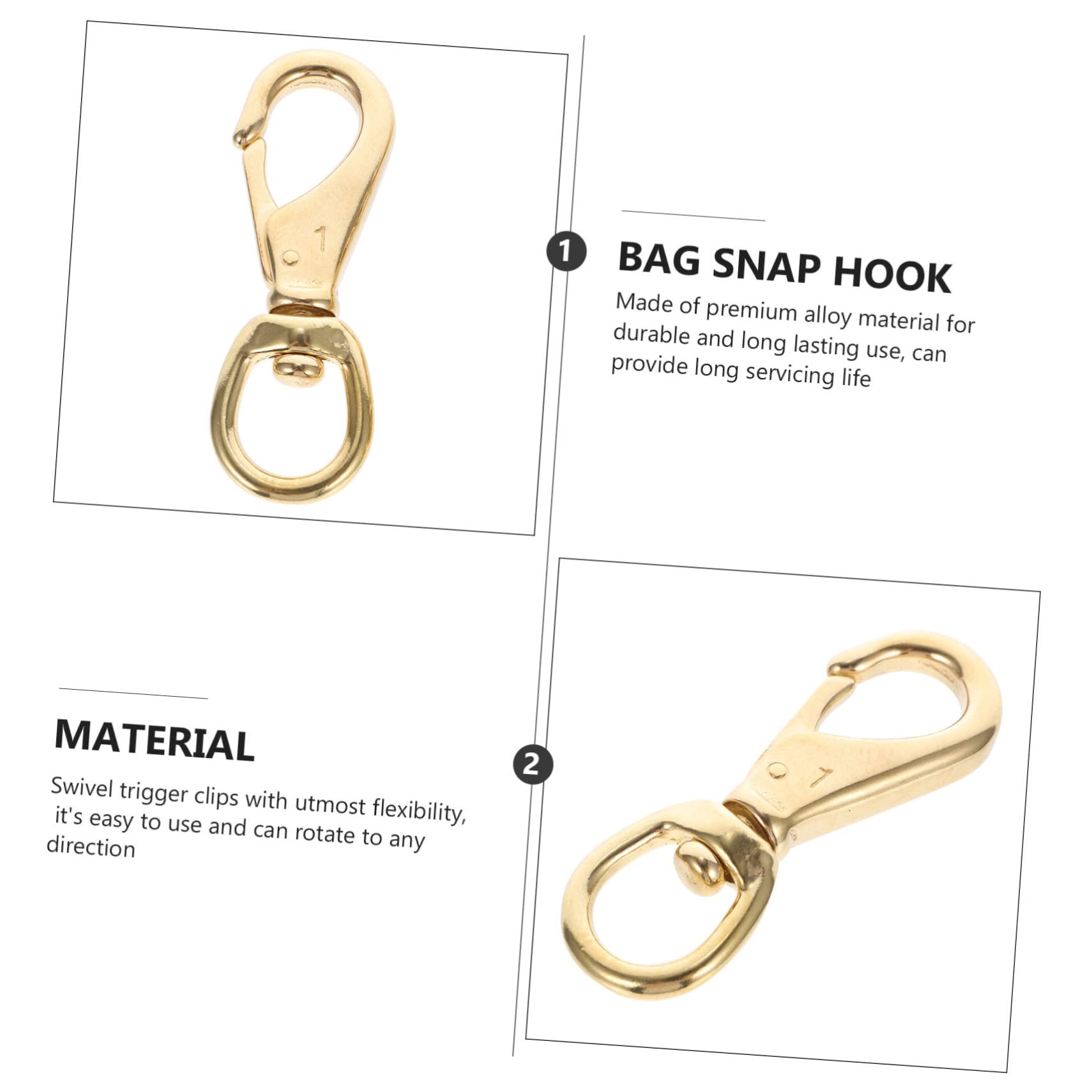 6piezas Hebillas De Mano Multifuncionales De Cobre Accesorios Para Bolsos y Maletas Mosquetones Giratorios Para Práctico y Resistente