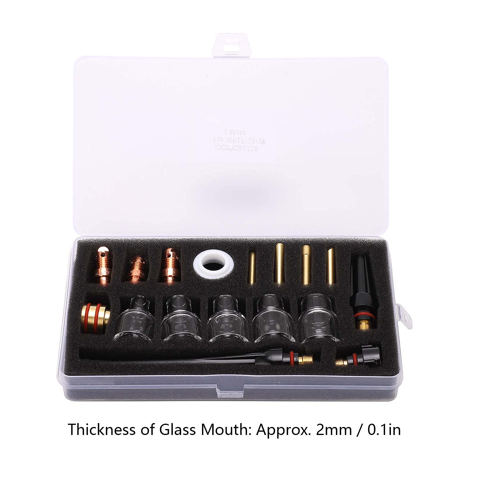 Welding Torch Accessories Kit Glass Cup Nozzle Consumables for WP-17/18/26 Argon Gun