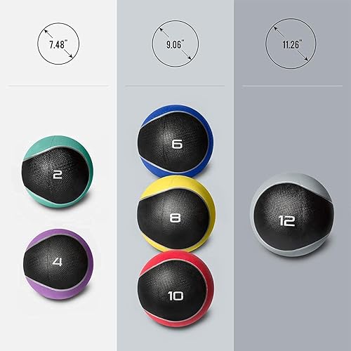 Miniatura 6 de WF Athletic Supply Bola de medicina y ejercicio goma duradera y distribución de peso consistente agarre texturizado cómodo para entrenamiento de