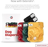Vista 2 de Pet Parents® - Pañales lavables para perros (3 unidades) + Extendrs® de pañales duraderos para perros, pañales premium para hembras (grande, Samba)