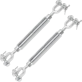 ZEONHEI 2 PCS 12 Inch M10 Galvanized Steel Jaw and Jaw Turnbuckles for Cables Wire, 3200 lbs Working Load Limit Heavy Duty Turnbuckle for Sun Shades and Tent Installation, 3/8 Inch Thread Diameter