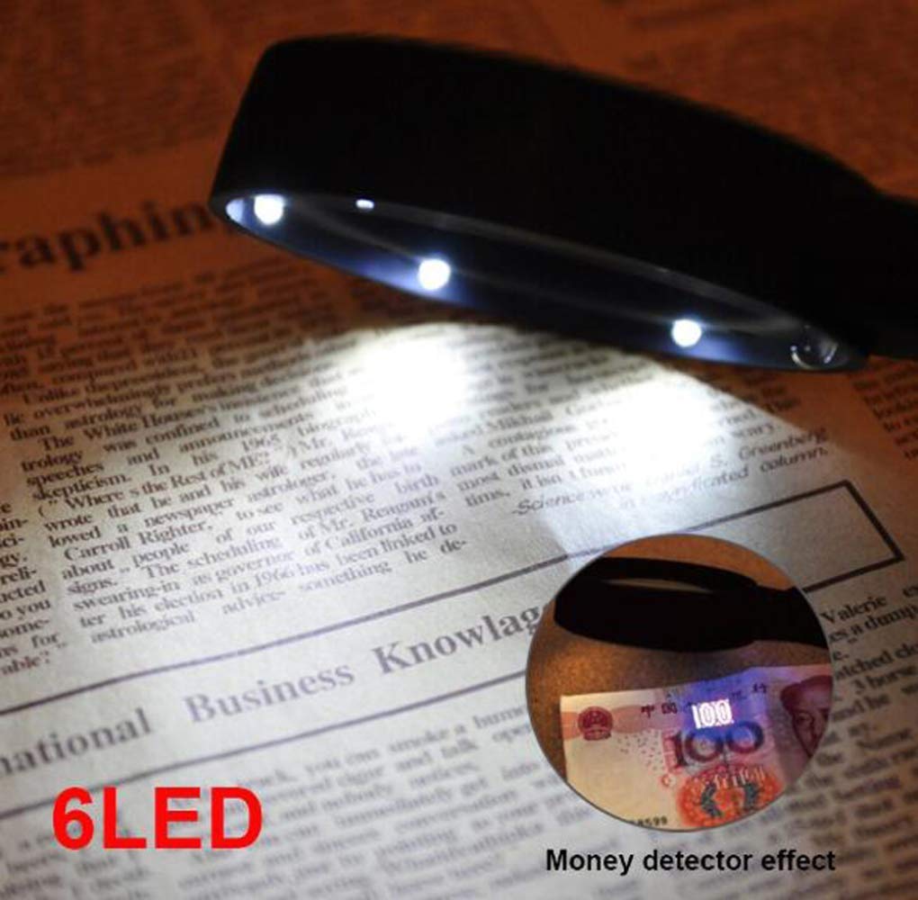 Vergrößerungsglas mit LED-Beleuchtung, 10-fache Vergrößerung, beleuchtete Handlupe mit 6 LEDs, Leselupe mit Doppellinse für Senioren zum Lesen von Münzen, Briefmarken und Karten