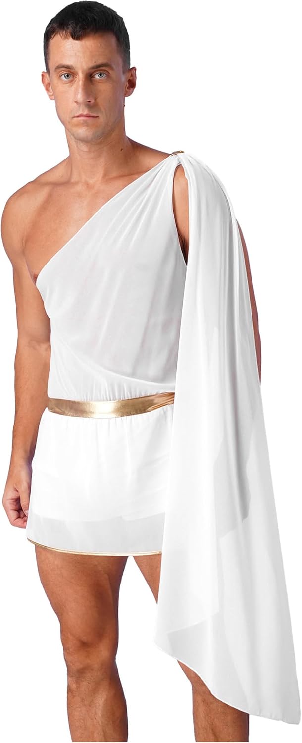 YiZYiF Men's Toga Costume Mythology Ancient Greek Caesar Roman Halloween Party Cosplay Fancy Dress