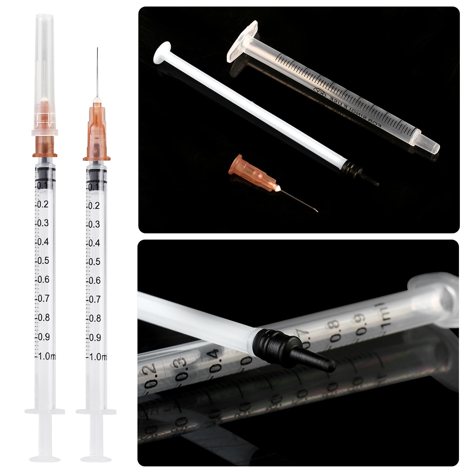 50 Pezzi 1 ml Siringhe, Siringhe di Misurazione per Laboratori Scientifici, Iniettore per Cani/Gatti/Alimentazione Piccoli Animali/Acienza/Laboratorio/Uso Industriale (Bianco)