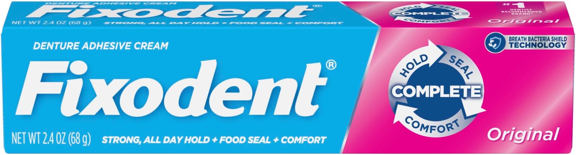 Denture Adhesive Cream, Original, 2.4 oz.