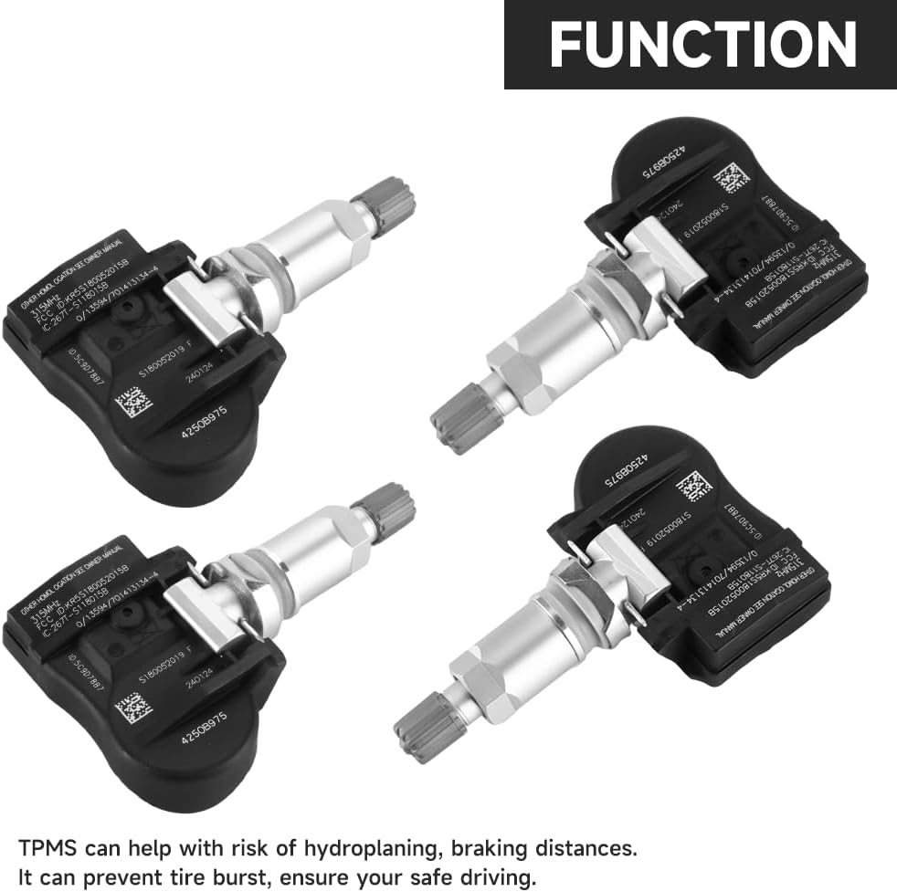 315MHz TPMS Sensor, Tire Pressure Monitoring System Sensor - Compatible for Mitsubishi Outlander, Lancer, i-MiEV, Outlander Sport - Replace Part 4250B975 Set of 4
