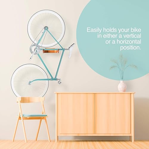 Miniatura 7 de WOKK Soporte de pared para bicicleta de madera, soporte de pared horizontal para bicicleta para el hogar o el garaje, soporte de pared para