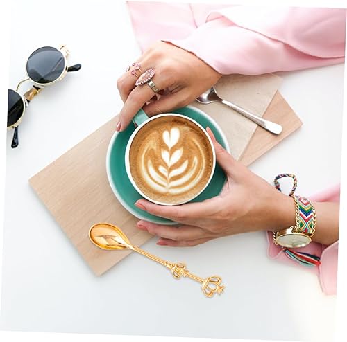 Miniatura 8 de Abaodam Cuchara de café con corona de 4 piezas, regalos de Navidad, regalo de comida, cuchara de aperitivo de espresso con adornos dorados, cuchara