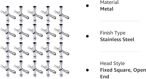 Miniatura 8 de ATOPLEE Llave eléctrica de gabinete de 20 piezas, llave de utilidades de 4 vías, llave cruzada de triángulocuadradopanel para grifo, medidor de gas,
