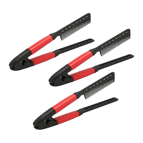 Peine alisador de cabello, 3 piezas portátil multiusos en forma de V peine recto para cabello anudado