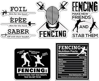 (Set of 5) Fencing Make New Friends and Stab Them Sticker, Fencing Nutritional Facts Decal, Foil Saber Epee Stickers