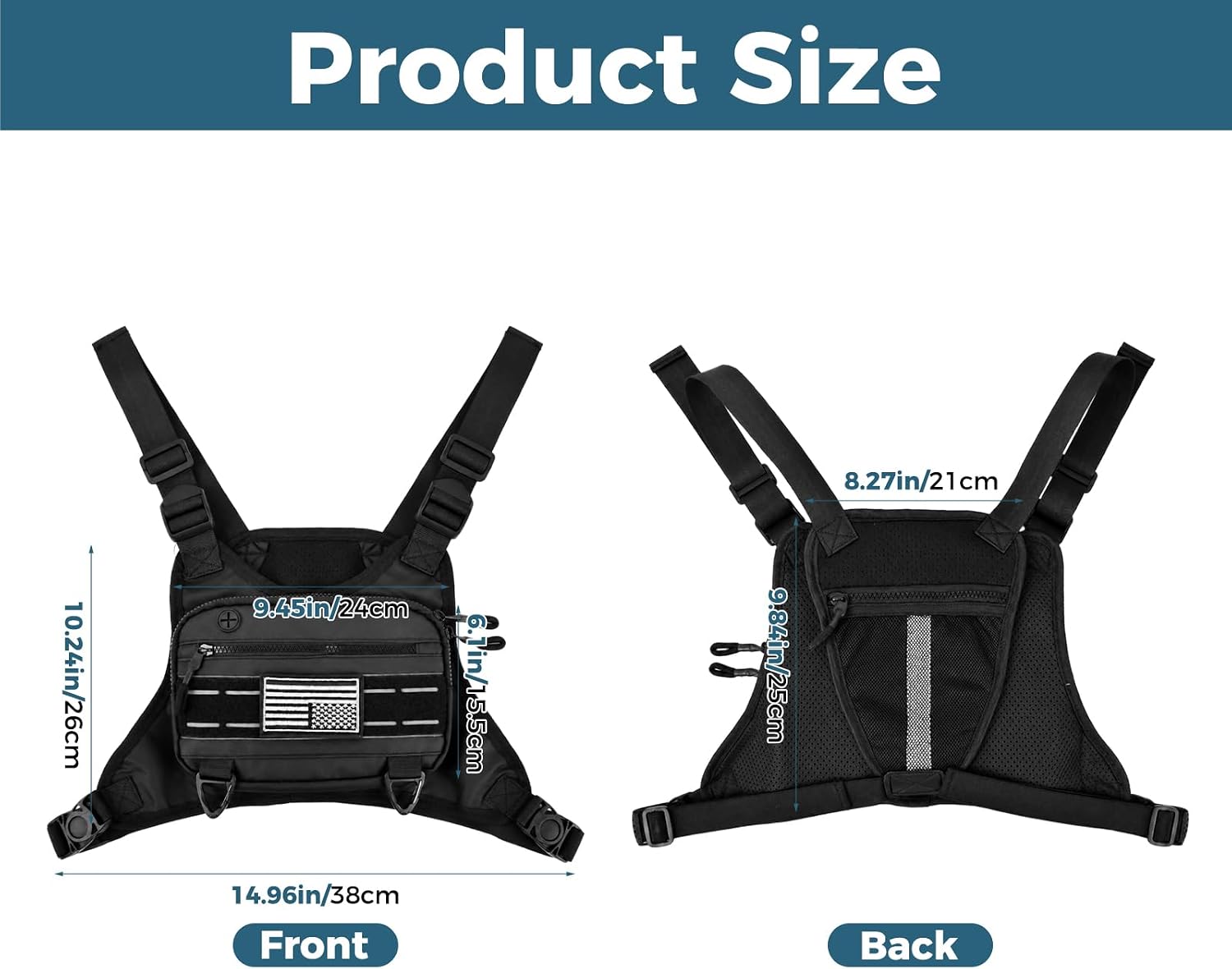 Running Vest Chest Pack,Sports Chest Bag For Men Women,Chest Vest Holster | With Built-In Phone Holder,Front Chest Bag Fits Most Chest Pouch Harness for Running, Hiking, Workouts
