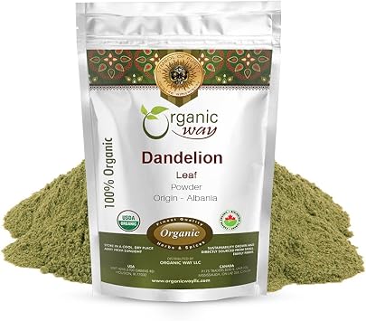 Organic Way Dandelion Leaf Powder | Herbal Tea Taraxacum officinale - European Wild-Harvest | Organic & Kosher Certified | Non GMO & Gluten Free | USDA Certified | Origin - Albania 1LBS / 16Oz