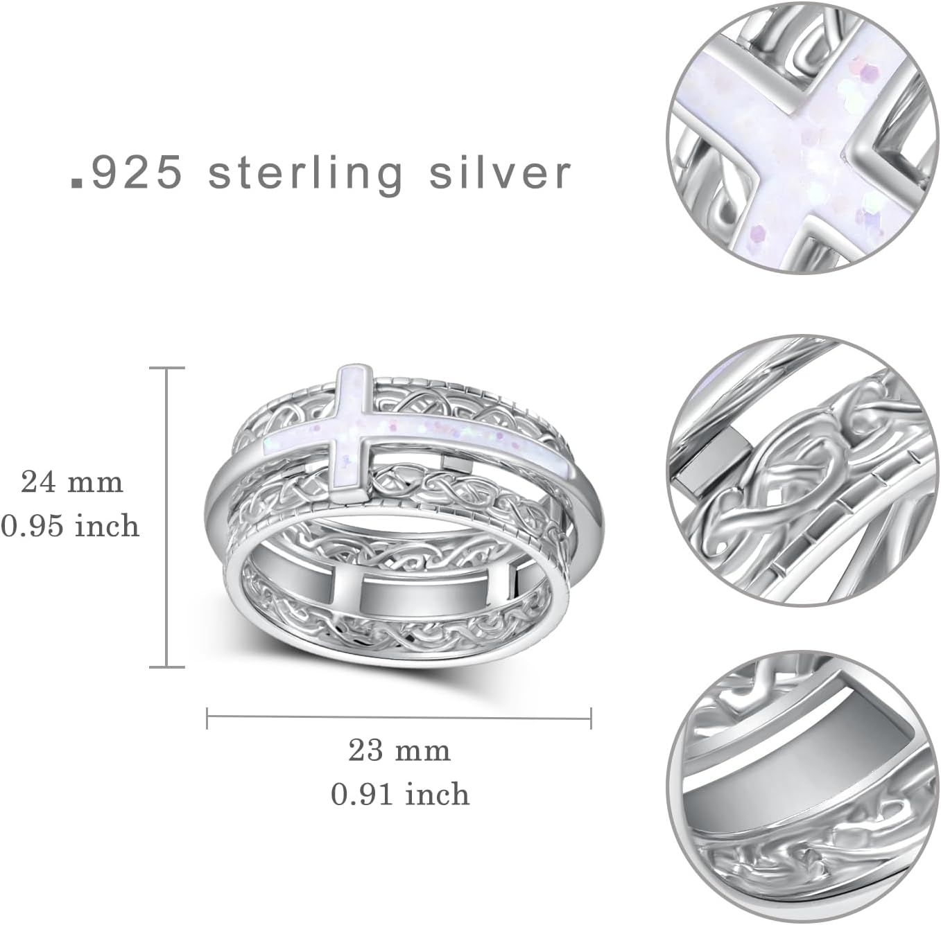 Fidget Rings for Anxiety 925 Sterling Silver Cross Stress Fidgets Spinner Ring Anxiety Jewelry Gifts for Women