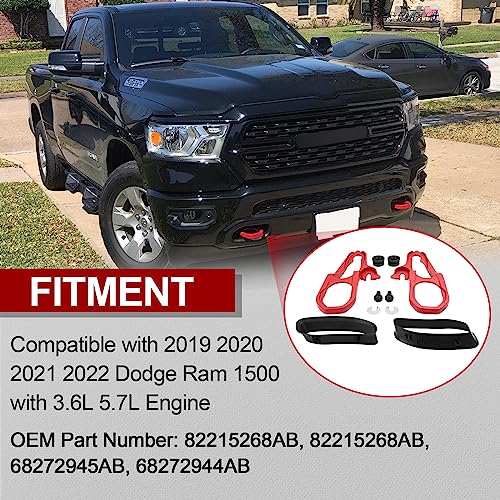 AUTOBABA Front Car Front Forged Heavy Duty Tow Hooks Compatible with 2019 2020 2021 2022 Dodge Ram 1500 DT Replace# 82215268AB (Red) by AUTOBABA - Image 2