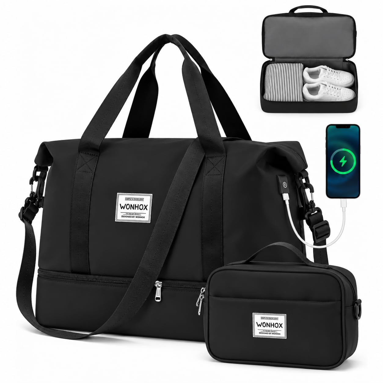 Weekender Bags for Women Travel Weekend Overnight Bag with Shoe Compartment