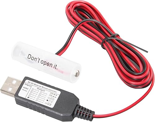 Miniatura 2 de Kit de reemplazo de eliminador de batería USB AA de 5 V a 3 V, convertidor de fuente de alimentación 2 AA Cable de conexión de 78 pulgadas (2AA-3V)