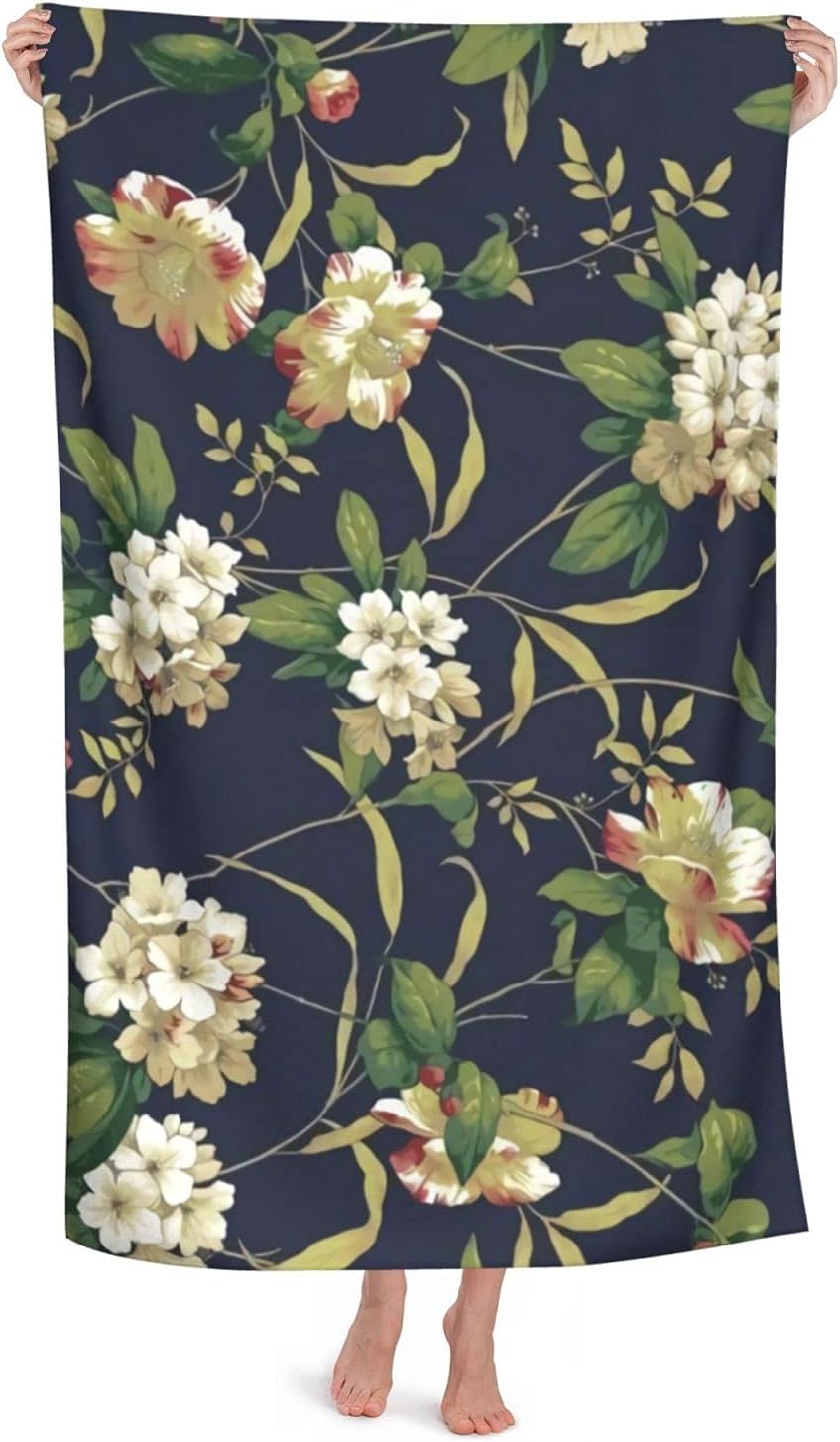 Amazon.co.jp black and pink floral ビーチタオル スーパーソフトスイムタオル マイクロファイバー バス