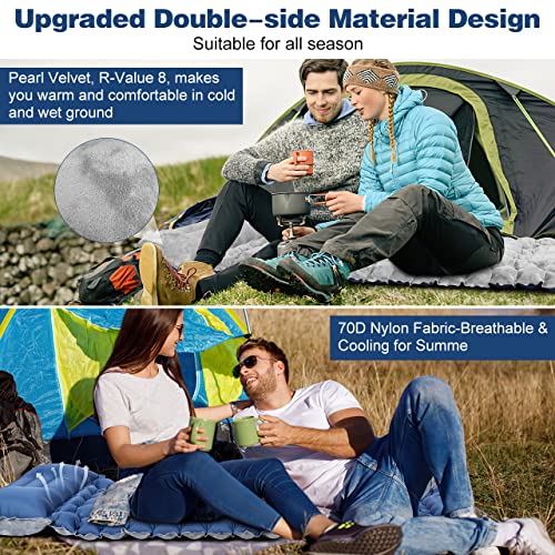 Fostoy Sleeping Pad For Camping, Self Inflating Sleeping Pad With 8 R-Value, Double Side Comfort Plus Camping Mat For 4-Season, Compact & Lightweight Camping Sleeping Mat With Pillow Built-In Pump #TOP1
