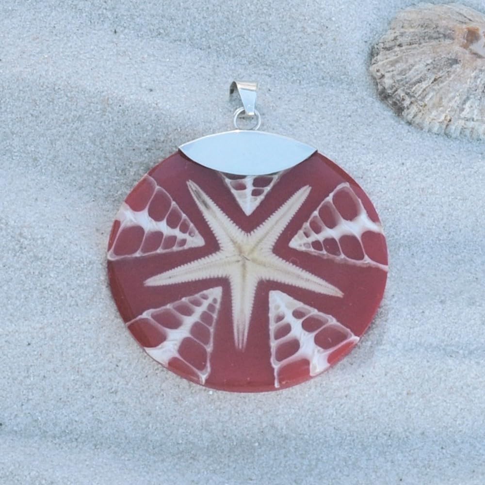 LES POULETTES BIJOUX - Pendentif Argent 925 Disque Etoile de Mer