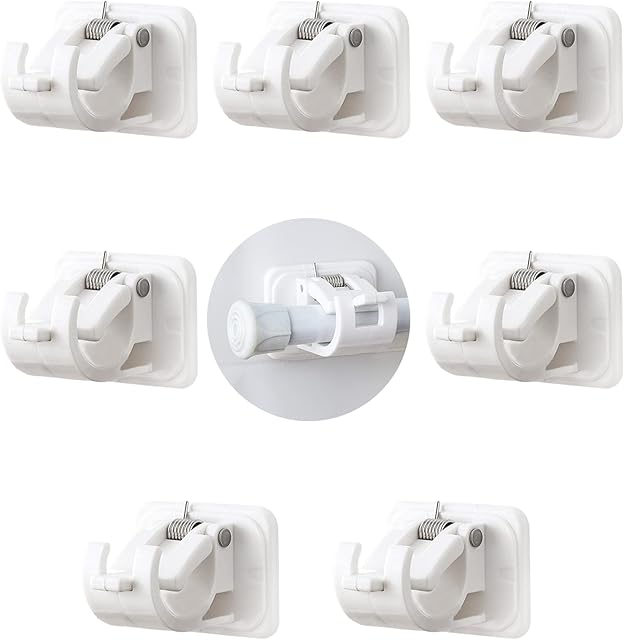 8 Pcs Self Adhesive Curtain Rod Bracket, Drapery Hook Holders, Curtain Pole Wall Brackets, Nail-free Adjustable Rod Bracket Holders, Fixing Rod Holder, Towel Rod Hooks