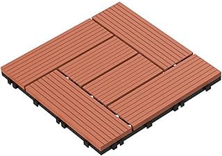Deck Tiles - 24-Pack Wood Plastic Composite Interlocking Patio Tiles - O...