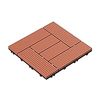 Vista 1 de Pure Garden - Paquete de 24 baldosas de madera y plástico entrelazadas para patio, suelos de exterior para balcón, porche y garaje (terracota)