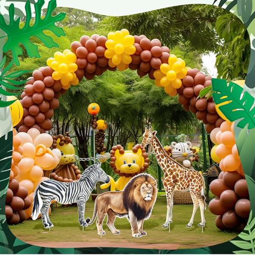 Amyhill 3 Pcs Jungle Safari Animal Cardboard Cutout Standup Life Size Safari Birthday Party Decorations Lion Giraffe Zebra Cardboard Cutouts for Baby Shower Birthday Party Photo Backdrop Favors - Thumbnail 5
