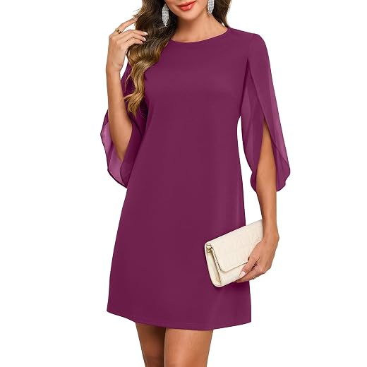 oten Women's 2026 Flutter Sleeve Cocktail Dress Crew Neck Chiffon Formal Wedding Guest Party Short Dresses