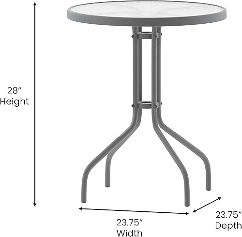 Miniatura 78 de Flash Furniture Bellamy - Mesa redonda de metal de vidrio templado de 23.75 pulgadas, color bronce Claro,Parte superior transparente/marco