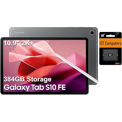 Samsung Galaxy Tab S10 FE AI Android Tablet (10.9" 2K+ 90Hz Touchscreen, 8-Core, 8GB RAM, 384GB Storage (128GB+256GB SD Card)), S Pen, 20-Hr Long Battery Life, 13MP+12MP Cameras, Ultra Light, SM-X520