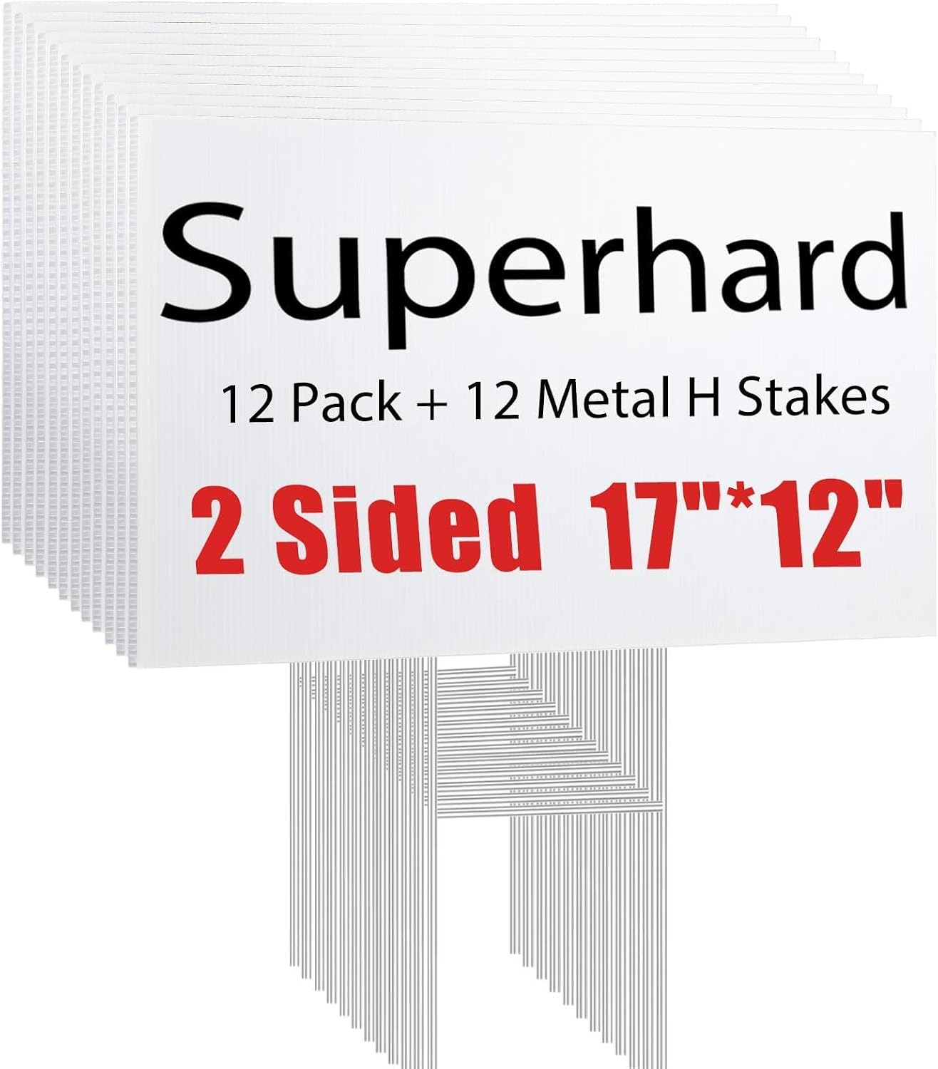 4 Pack Blank Yard Signs 17 x 12 in with Metal Stakes, White Plastic Yard Lawn Sign for Birthday Decoration,Garage Sale,Guidepost, Open House, Rent thumbnail