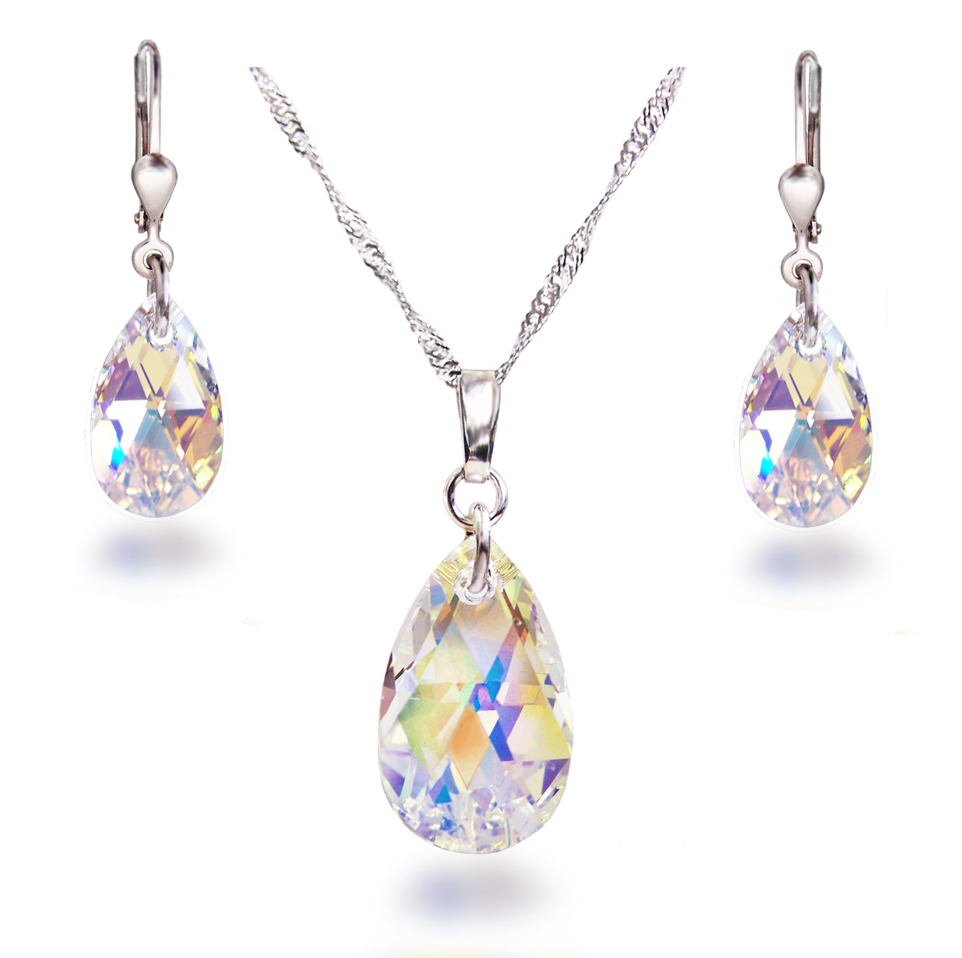 Orecchini In Argento Sterling Con Cristalli Zircondia Aurora Boreale P 1012773