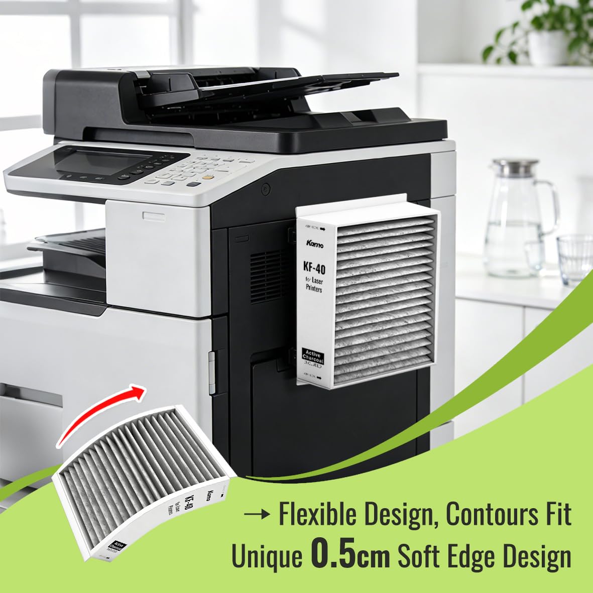 Filtro Anti-odore e per Polveri Sottili per Stampanti Laser Kamo 150 x 120 mm, Confezione da 2