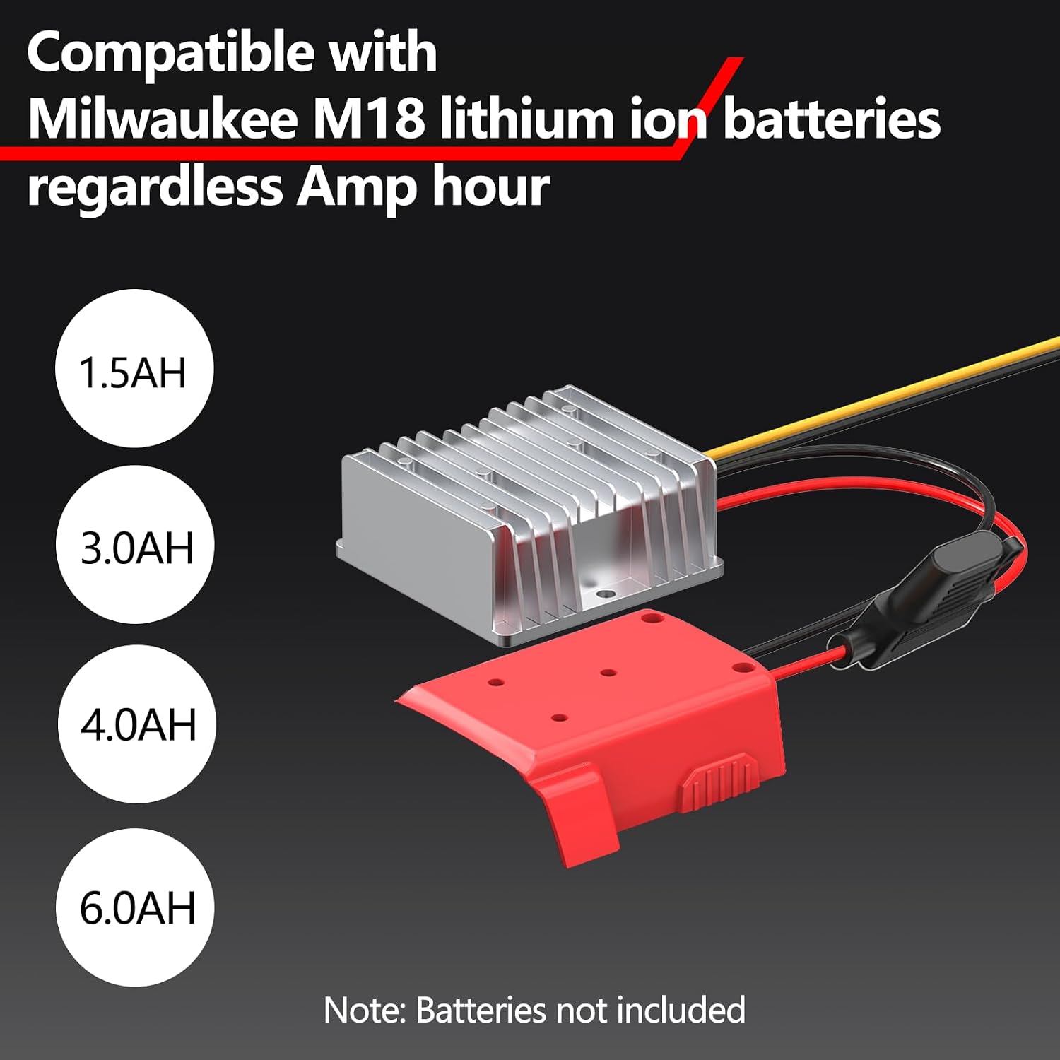 Upgraded 18V to 12V Step Down Power Aadpter Works with Milwaukee 18V Battery, DC 18V to DC 12V 20A 240W Power Wheel Converter, Buck Boost Voltage Regulator with Low Voltage Protection and Fuse