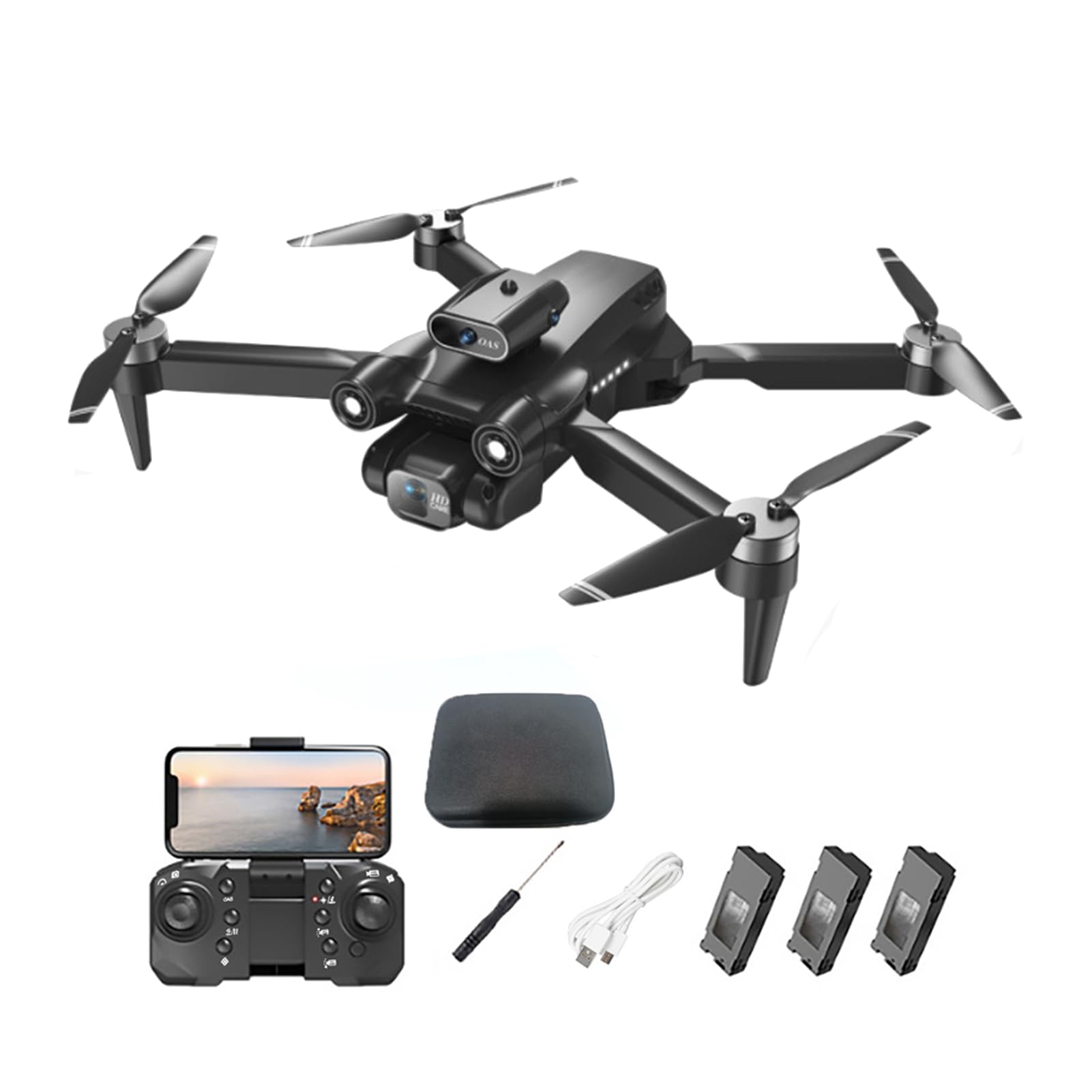 Drohne mit Kamera 4K - RC Faltbare FPV Quadcopter mit 2 Batterien, 22 Min Flug, Bürstenloser Motor, Follow-Me/Rückkehr, RC Quadrocopter für Anfänger Erwachsene (Schwarz)