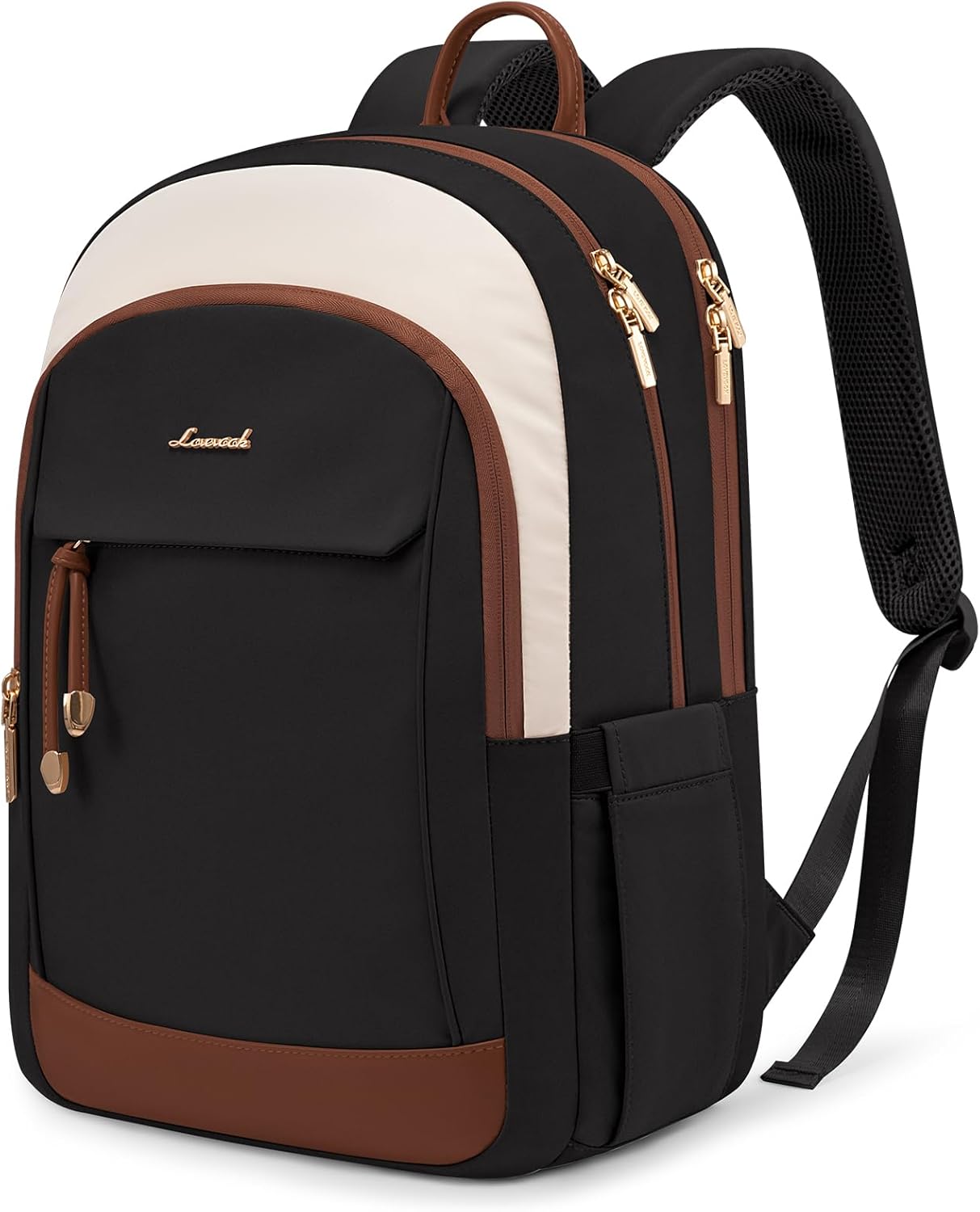 LOVEVOOK Laptop Backpack for Women, 15.6 inch Waterproof College Backpack Woman with Laptop Compartment Computer Bag Travel Backpack Purse, Large Black Computer Daypack for Work Casual