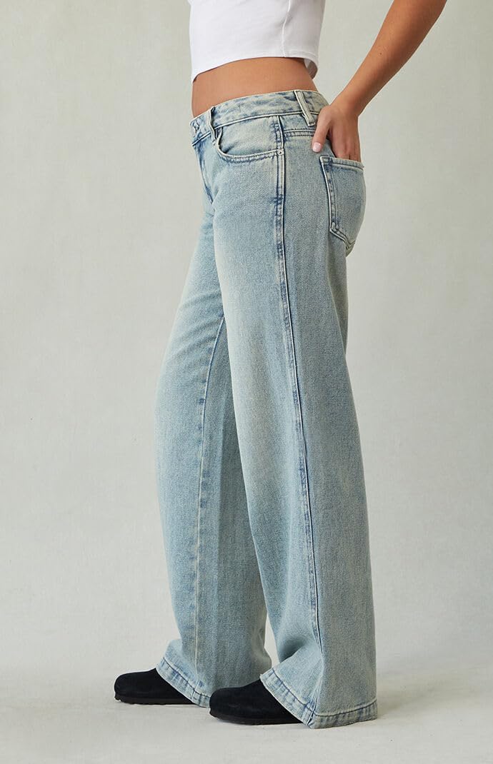PacSun Women's Casey Low Rise Baggy Jeans Medium Indigo Wash Tint
