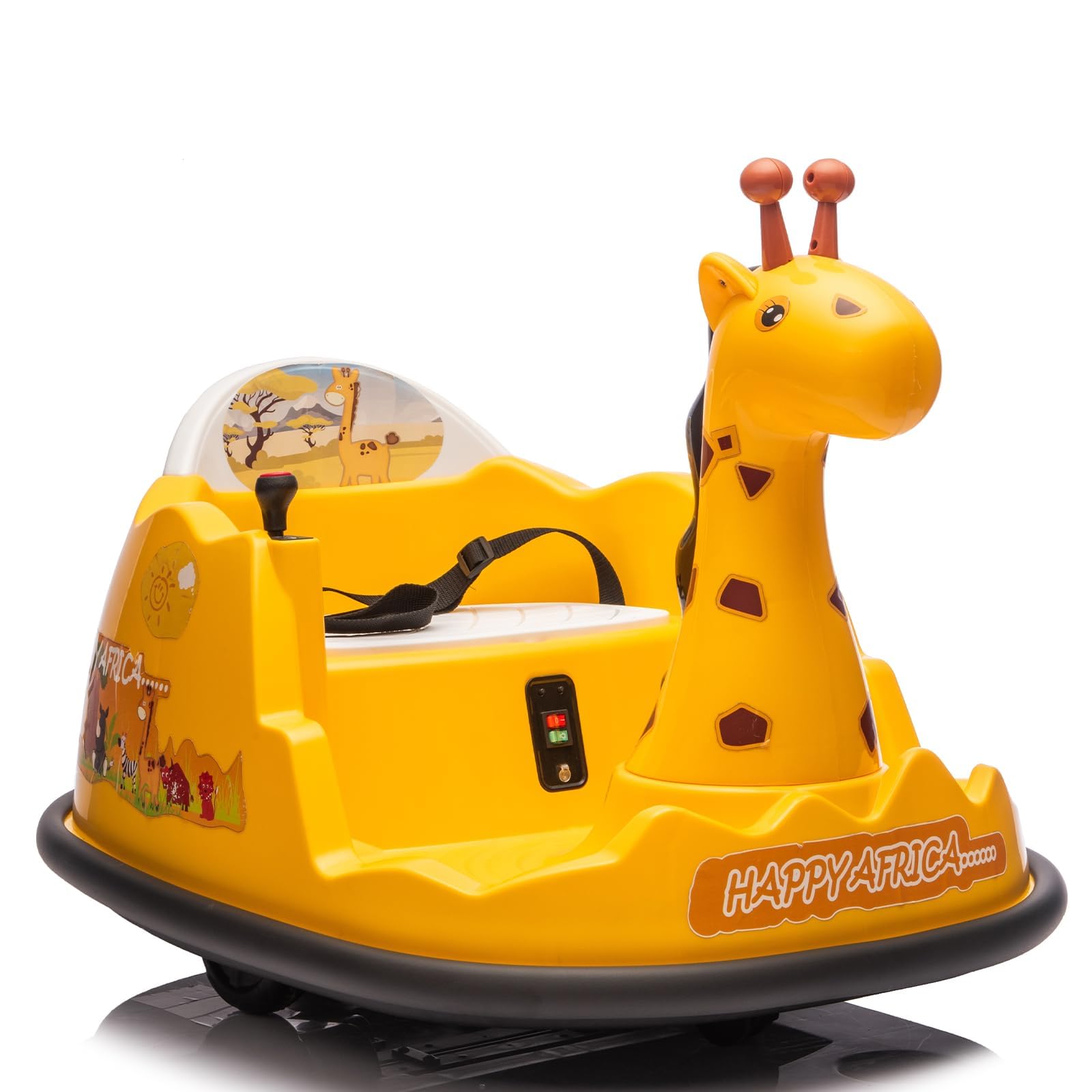 Garvee Autoscontro Elettrico per Bambini 6V Doppio Motore Design a Giraffa | Macchina Elettrica con Telecomando, Luci LED, Musica, Cintura di Sicurezza, Caricao 20 kg, per Bambini 2-5 Anni, Giallo