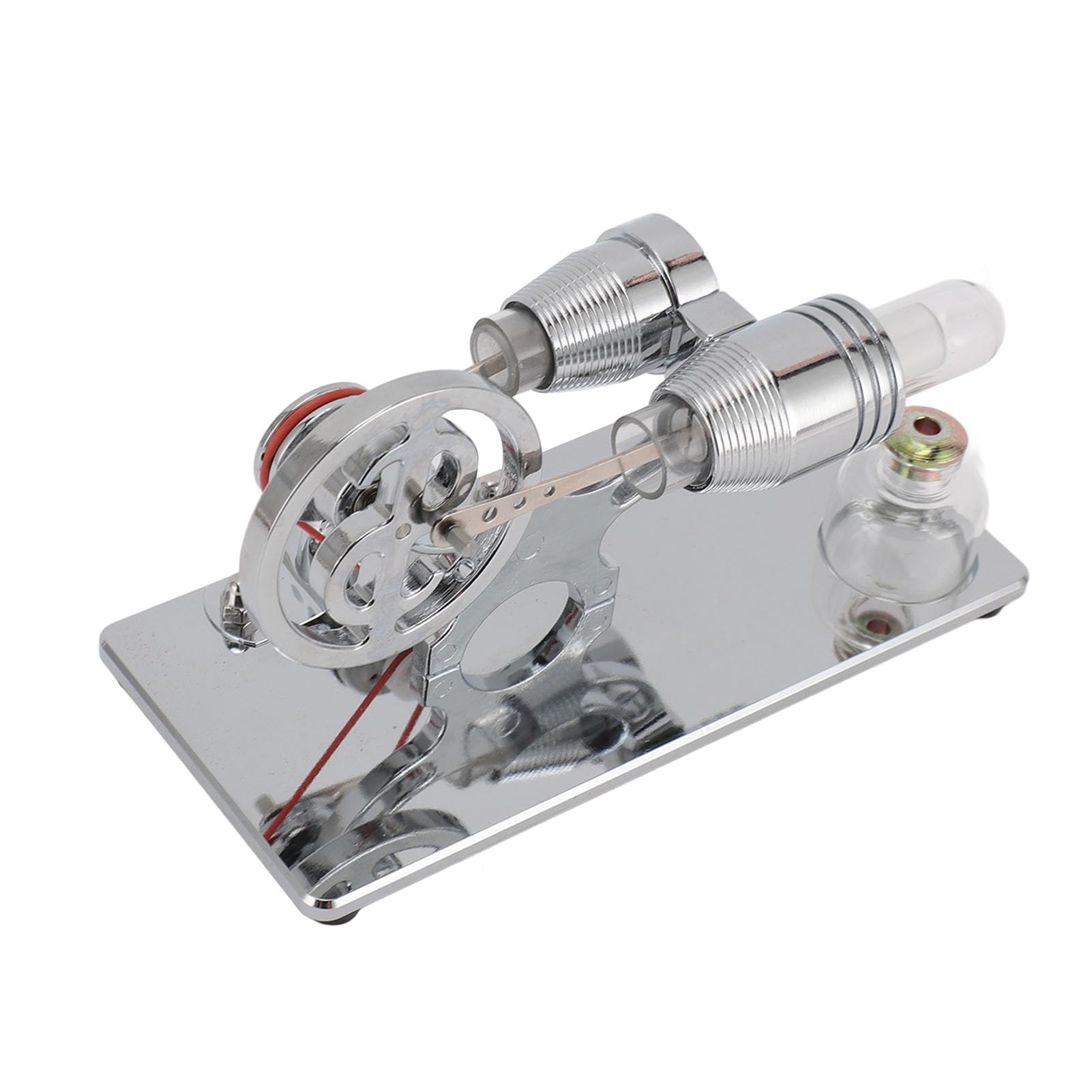Generic Modello di Motore Sterling con Lampadina a LED, Materiale Durevole per Scopi Educativi, Ideale per Progetti Scientifici per Bambini, Dimensioni 6,9x3,7x4,5 Pollici (SILVER)