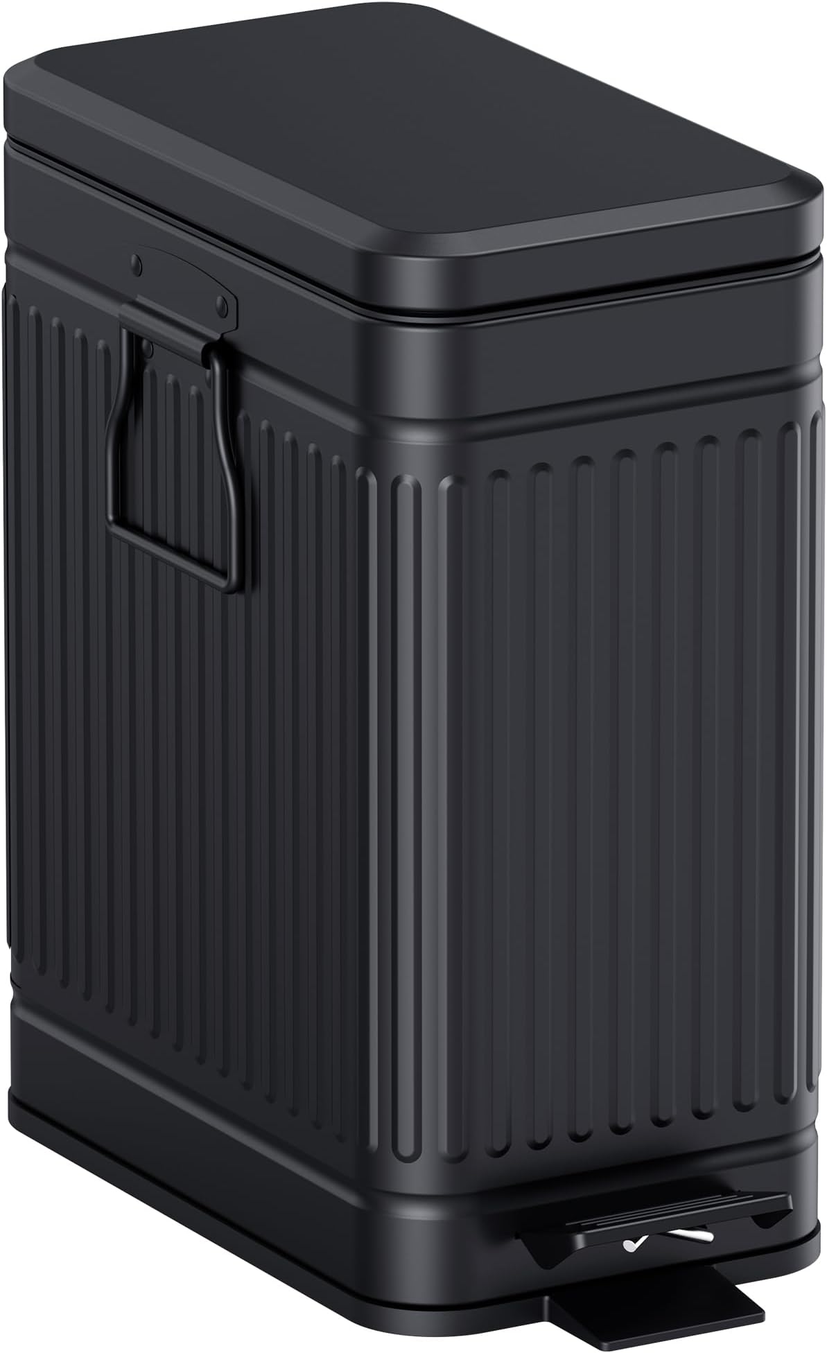 Small Trash Can with Lid Soft Close-10L/2.6 Gal Stainless Steel Outdoor Dog Poop Garbage Can-Metal Waste Bins with Pedal for Bathroom Bedroom Office-Black