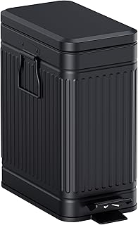 Small Trash Can with Lid Soft Close-10L/2.6 Gal Stainless Steel Outdoor Dog Poop Garbage Can-Metal Waste Bins with Pedal for Bathroom Bedroom Office-Black