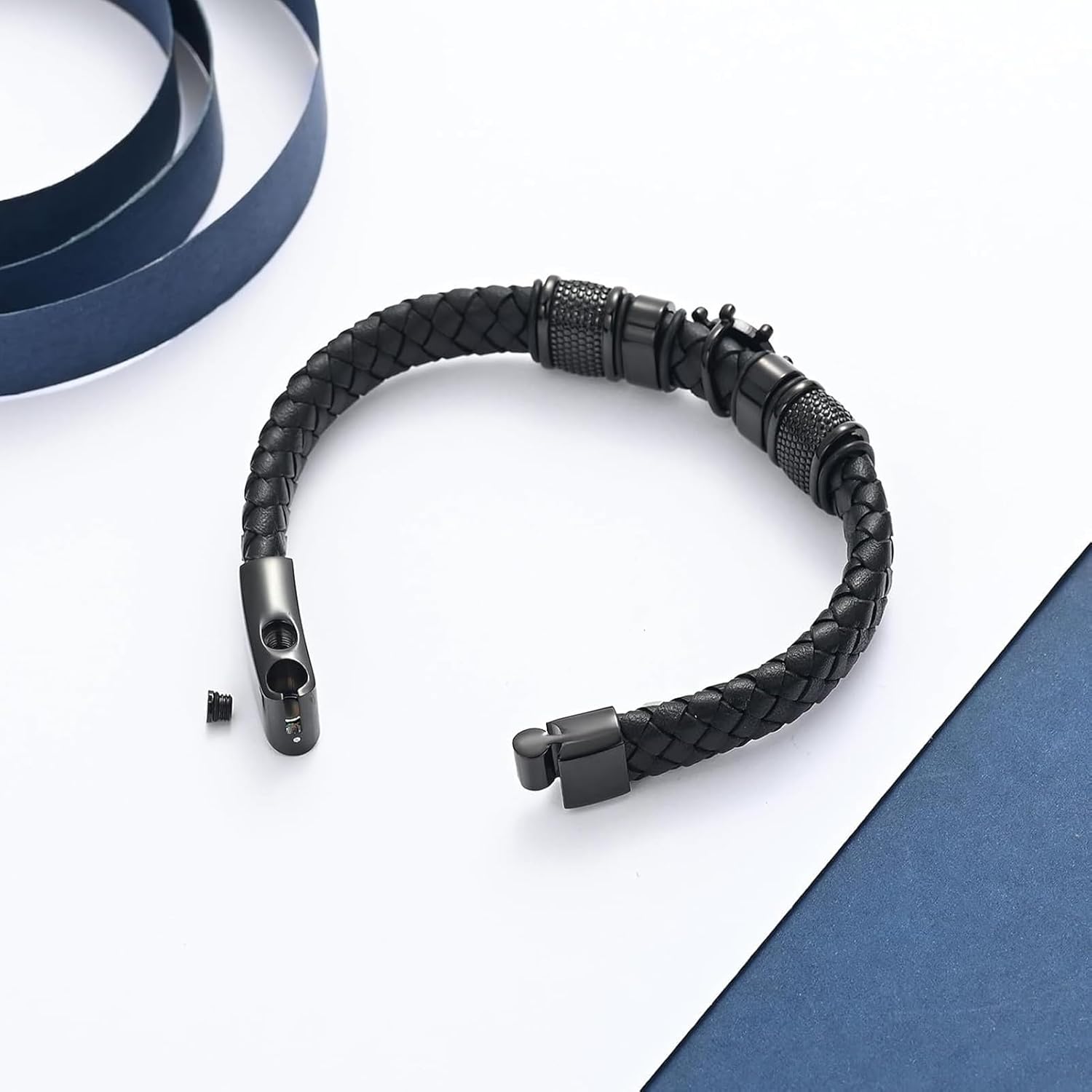 zeqingjw Cremation Jewelry Ship Rudder Urn Bracelet for Ashes for Men Memorial Keepsakes Handmade Braided Ashes Bracelet Bangle for Loved Ones and Pets - Image 5